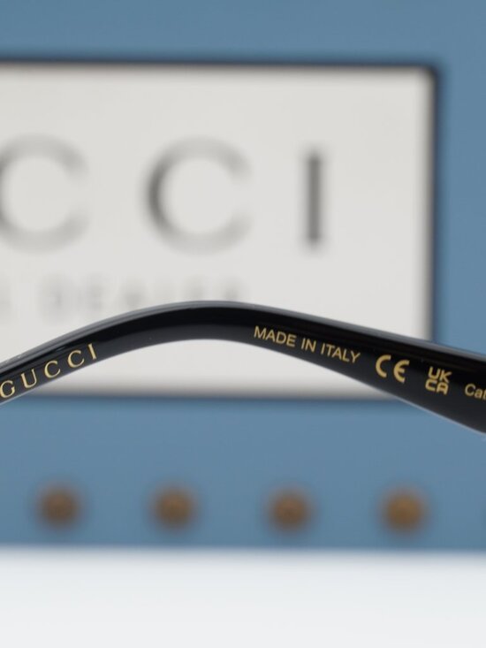 Gucci GG0593SK 001 Square Sunglasses - Black & Gold / Grey main image 7